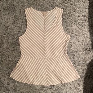 Tan and White Striped Banana Republic Peplum